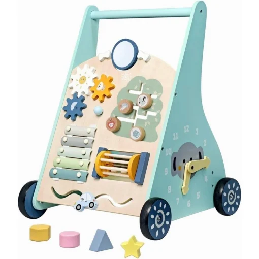 Antemergător din lemn multifuncțional Montessori pentru copii, verde mint, 6 luni+