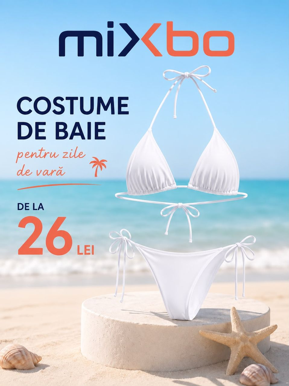 Costum de baie alb în două piese
