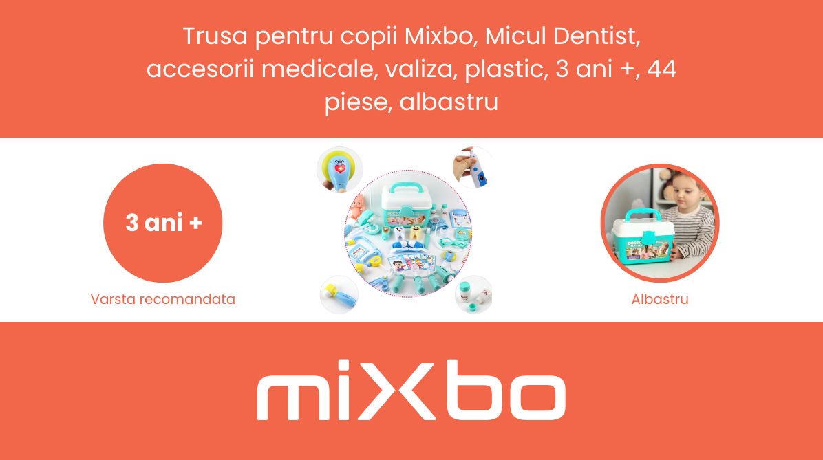 Trusa pentru copii Micul Dentist, Accesorii medicale, Valiza, 44 Pi