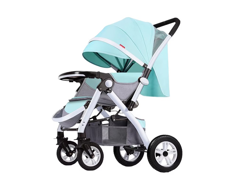 Cărucior copii multifuncțional 2 în 1 reglabil, poziție somn, mâner reversibil, Baby Blue, Mixbo