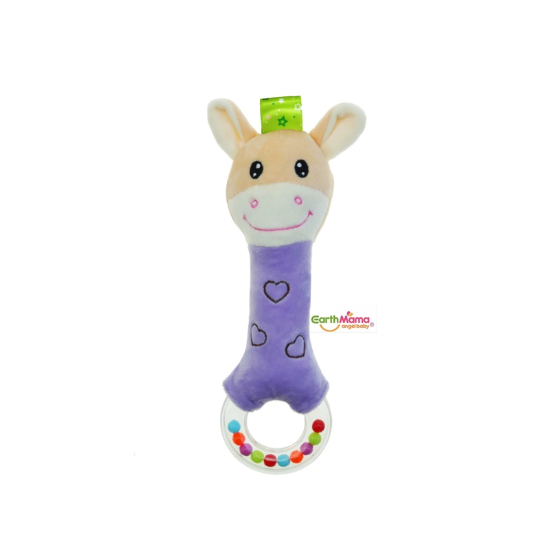 Jucărie zornăitoare pentru bebeluși, din pluș cu sunet, model Girafă, Mixbo