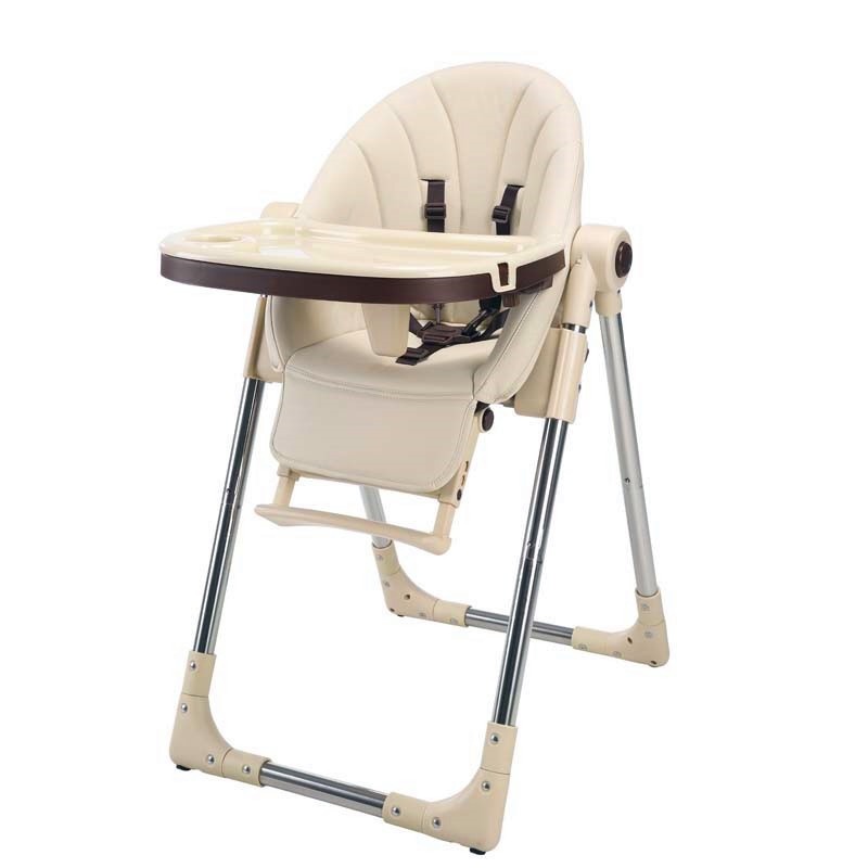 Scaun de masă copii, înălțime ajustabilă, suport picioare, crem, 6-72 luni, Mixbo