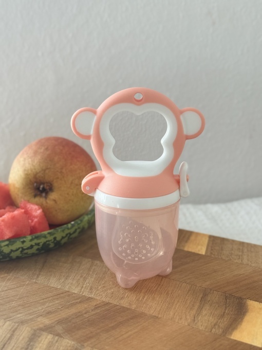 Suzetă pentru fructe și legume din silicon pentru diversificare, roz Mixbo