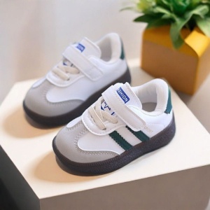 Adidași Copii Alb cu Verde, Închidere cu Scai și Șiret Elastic, Talpă Antiderapantă, Model Sport Casua - Img 4