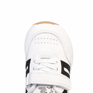 Adidași Copii Alb-Negru, Închidere cu Scai, Design Modern cu Inserții Laterale, Talpă Antiderapantă - Img 7