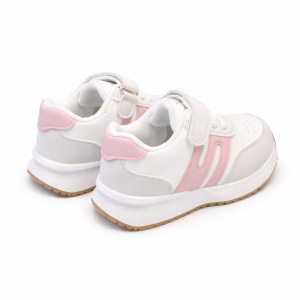 Adidași Copii Alb-Roz, Închidere cu Scai, Design Modern cu Inserții Laterale, Talpă Antiderapantă - Img 3