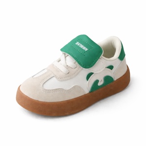 Adidași Copii cu Scai, Model Panda Bej-Verde, Talpă Antiderapantă, Încălțăminte Confortabilă