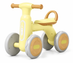 Bicicletă de Echilibru pentru Copii cu Lumini și Muzică, 4 Roți, Galben, 1-4 Ani