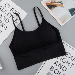 Bustiera Sport pentru Dama, cu Bretele Reglabile si Spatele Gol, Fara Cusaturi, Model Push Up, Negru