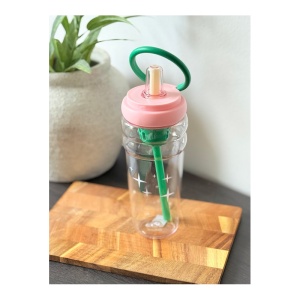 Cana cu Pai, model cu Stelute, cu Maner, Plastic, Verde, 500 ml - Img 2