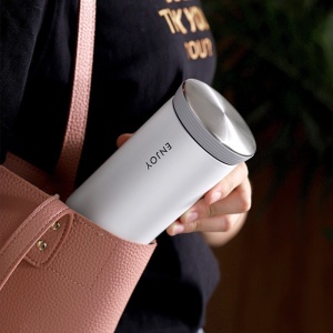 Cana pentru Cafea si Ceai, Model Enjoy, Otel Inoxidabi, Alb, 350 ml - Img 2