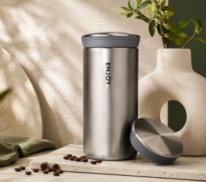 Cana pentru Cafea si Ceai, Model Enjoy, Otel Inoxidabi, Gri Metalizat, 350 ml