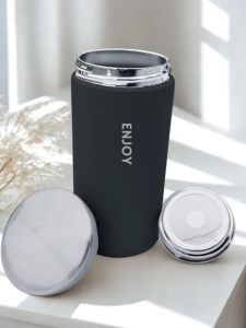 Cana pentru Cafea si Ceai, Model Enjoy, Otel Inoxidabi, Negru, 350 ml - Img 4