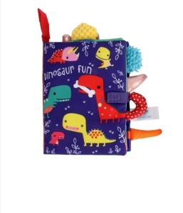 Carte Senzoriala pentru Bebelusi, Material Textil, Dinozauri, Multicolor, 8pg