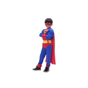 Costum Carnaval Pentru Baieti, SuperErou, Salopeta, Poliester, Cu Pelerina si Masca - Img 2