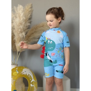 Costum de Baie Copii Dinozaur cu Masinute Doua Piese