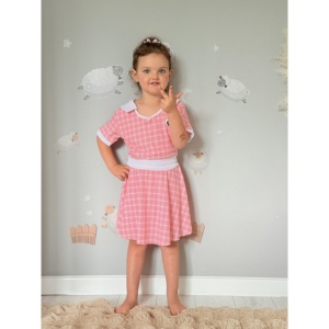 Costum de Baie, Doua Piese, Fusta-Pantalon si Tricou, Sweet Peach, 9-12 ani