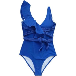 Costum de Baie, Intreg, cu Snur si Volan, Elegant Blue - Img 2