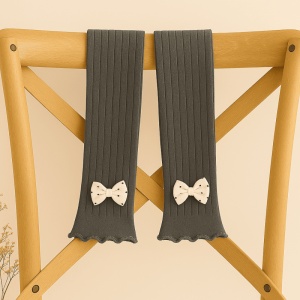Dres fara Talpa pentru Copii, cu Fundita Saten, Gri Inchis, Bumbac Gros