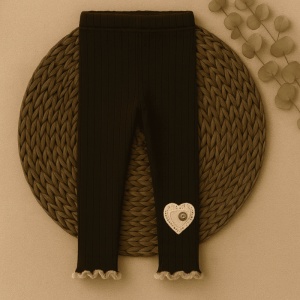 Dres fara Talpa pentru Copii, Negru, cu Inima din Dantela, Bumbac Gros