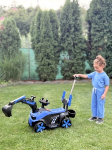 Excavator Electric cu Muzica Pentru Copii, Albastru - Img 3