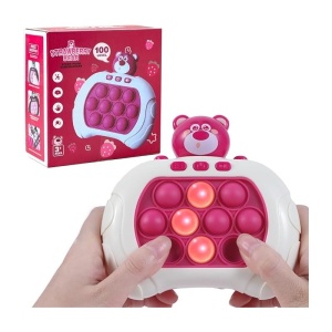 Joc Interactiv Consola Pop It, Cu Muzica Si Lumini, Antistres, Model 7, Plastic, Fucsia/Alb, 3 ani+ - Img 2
