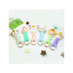 Jucarie Zornaitoare pentru Bebelusi, din Plus cu Sunet, Model Girafa, Multicolor, 20 cm - Img 2