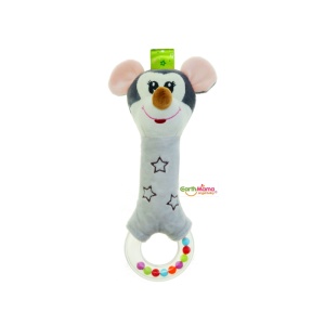 Jucarie Zornaitoare pentru Bebelusi, din Plus cu Sunet, Model Soricel, Multicolor, 20 cm