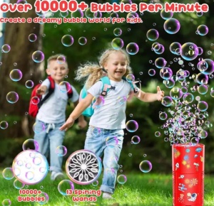 Mașină pentru Baloane de Săpun Model Fireworks Roșu, cu Lumini LED, Funcționare pe Baterii - Img 3