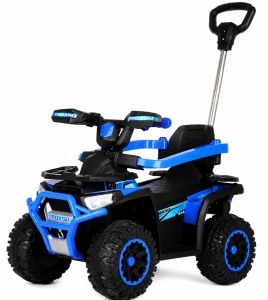 Mașinuță Ride-On ATV 4x4 pentru Copii cu Mâner de Împingere, Albastru