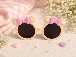 Ochelari de Soare pentru Copii, Marime Universala, Nude cu Fundite Lila, Plastic