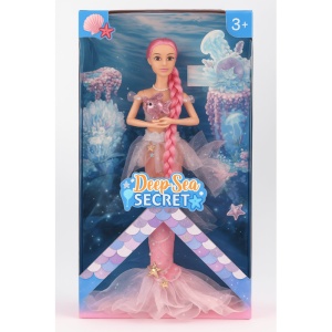Papusa Sirena cu Par lung Roz, cu Accesorii, Plastic, 33 cm, 3 ani+ - Img 2
