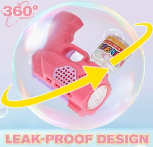 Pistol Automat pentru Baloane de Săpun Bubble Blaster Roz, Lumini LED, Funcționare pe Baterii - Img 4
