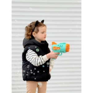 Pistol De Facut Baloane de Sapun, 29 Orificii, Recipient, Solutie, Verde, Plastic