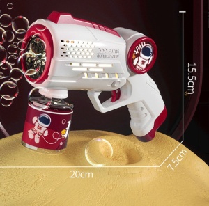 Pistol pentru Baloane de Săpun Model Astronaut Alb-Roșu, cu Lumini LED, Funcționare pe Baterii - Img 4