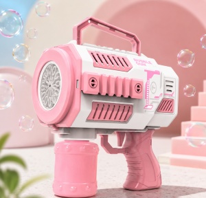 Pistol pentru Baloane de Săpun Model Titan Alb-Roz, cu Lumini LED, Funcționare pe Baterii - Img 3