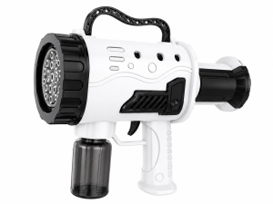 Pistol pentru Baloane de Săpun Model Vector Negru-Alb, cu Lumini LED, Funcționare pe Baterii