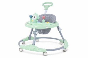 Premergător Bebe Pliabil, 6-18 Luni, Reglabil pe 6 Niveluri, cu Centru de Activități Model Maimuță, Verde/Gri - Maner Parental