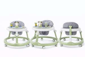 Premergător Bebe Pliabil, 6-18 Luni, Reglabil pe 6 Niveluri, cu Centru de Activități Model Văcuță, Verde/Gri - Img 2