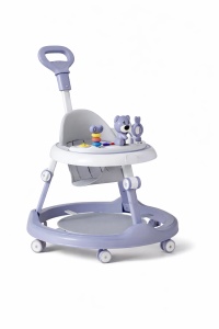 Premergător Culoare Lila/Gri pentru Bebeluși cu Mâner Reglabil, Model Urs cu Centru de Activități - Img 1