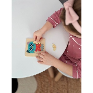 Puzzle din Lemn, Model Bufnita ,7 piese 11x11 cm, Multicolor