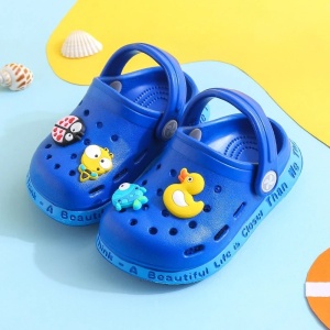 Saboți Copii Tip Crocs din Spumă cu Accesorii Detașabile și Baretă Reglabilă, Albastru Închis - Img 9