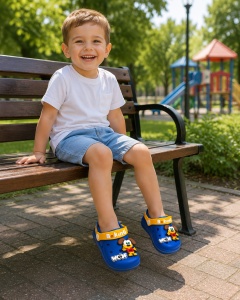 Saboți Copii Tip Crocs din Spuma EVA cu Cățeluș 3D, Baretă Reglabilă, Talpă Antiderapantă, Albastru - Img 10