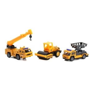Set 3 Masinute Inginerie, Model 4, Galben, Plastic si Metal, 8 cm, 3 ani+ - Img 3