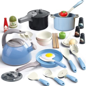 Set Accesorii pentru Bucatarie Copii, 32 Piese, Plastic, Albastru, 3 ani + - Img 2