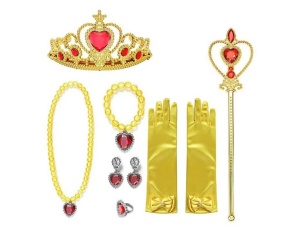 Set accesorii pentru Carnaval Printesa, 7 Piese, Galben