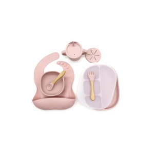Set de Diversificare Bebe, Silicon, 6 Piese, Rose Gold - Img 2
