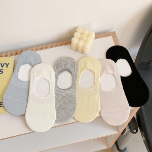 Sosete Scurte Model Talpici, cu Banda Silicon, Bumbac, Gri, 35-39 marime - Img 2