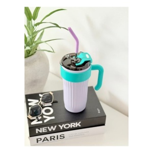 Termos 2 in 1, cu Pai si Maner, Mov/Turquoise, 860 ml - Img 2