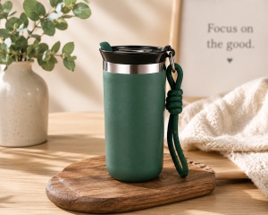 Termos pentru Cafea, cu Maner, Otel Inoxidabil, Verde, 350 ml
